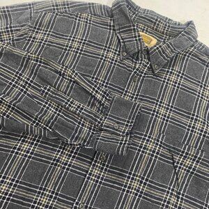 The Foundry Flannel Button-Up Shirt  Mens 3XLT Plaid Black & White Long Sleeves